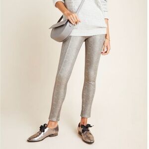 ANTHROPOLOGIE Metallic Snake Leggings SNAKESKIN PRINT Moto Pant Sz 26